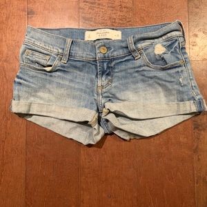 Abercrombie and Fitch light wash jean shorts.